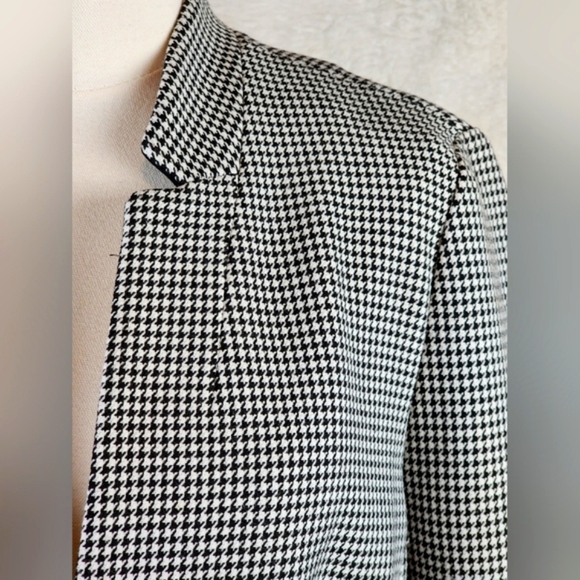 Banana Republic Houndstooth Blazer Black White Stretch Size 6 Career - Picture 8 of 11